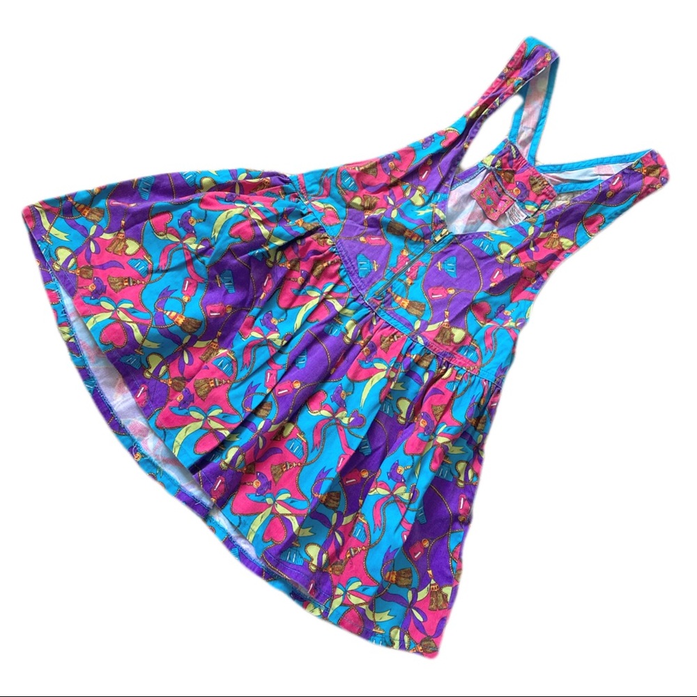 Vintage Girltown Overall Dress 12 / 14 Girls Twirly 1980s Girl Tween Fashion